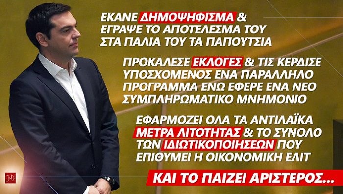 Idazlearen iritziz Alexis Tsipras iruzurgilea da eta Podemos en aurreikuspenak zapuztu ditu.
